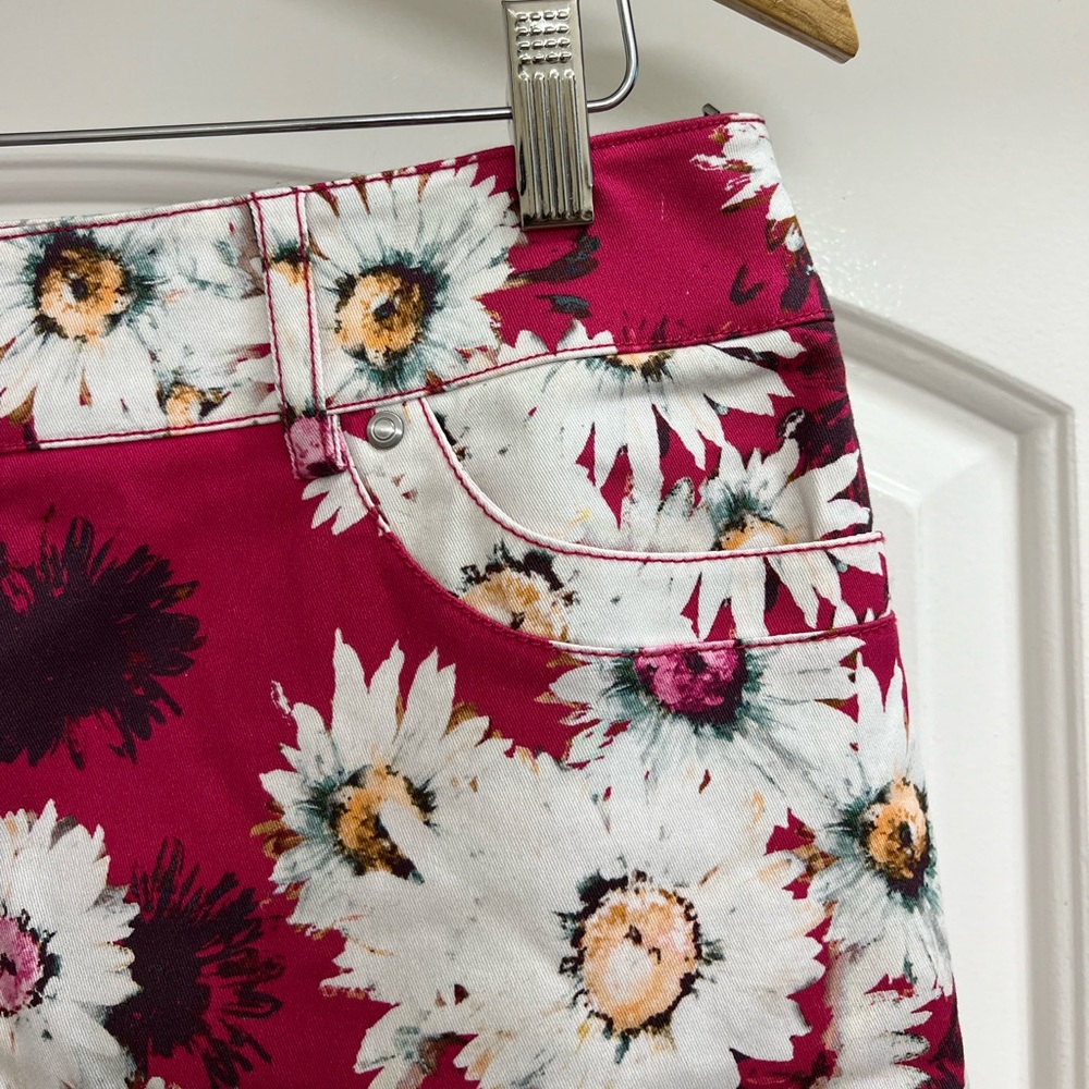 NWT W by Worth Hot Pink White Daisy Jean Skirt - Picture 4 of 6